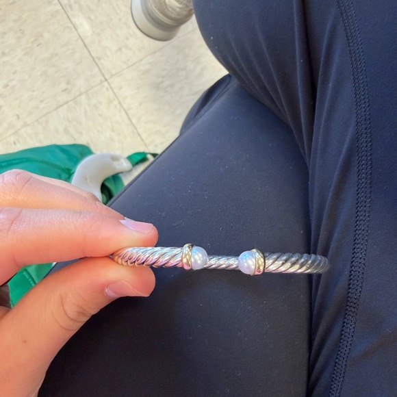 David Yurman Silver Bracelet with Gold and Pearl Accents - Picture 5 of 7